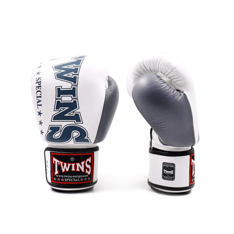 Twins Special BGVL 8 Boxing Gloves - Genuine Leather - White / Gray