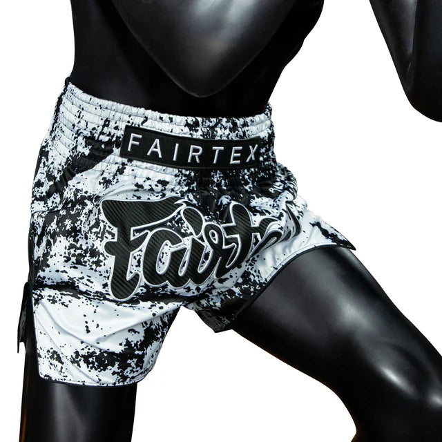 Fairtex Muay Thai Shorts - BS1948 Grunge White - Wit / Zwart