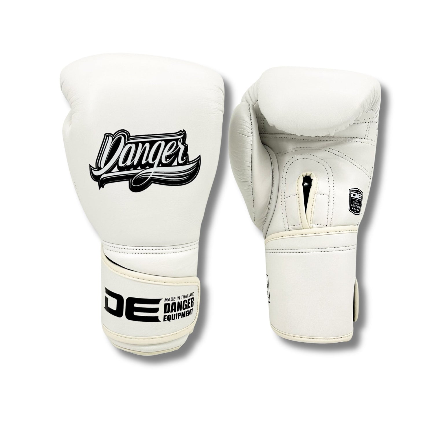 Danger Avatar Boxing Gloves - Genuine Leather - White