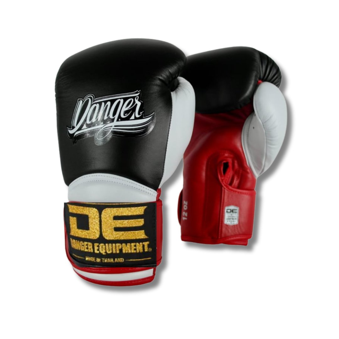 Danger Rocket 5.0 Boxing Gloves - Genuine Leather - Black/White/Red