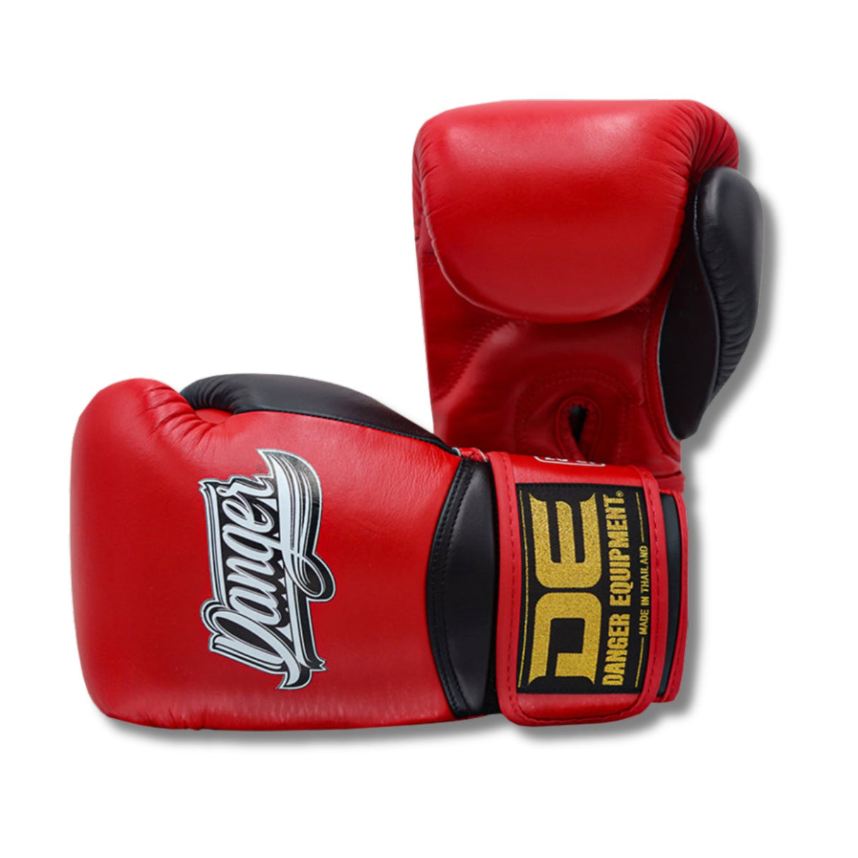 Danger Rocket Boxing Gloves - Genuine Leather - Red