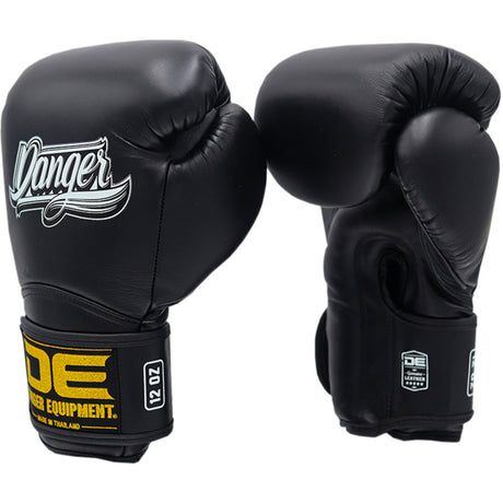 Danger Rocket Boxing Gloves - Genuine Leather - Black