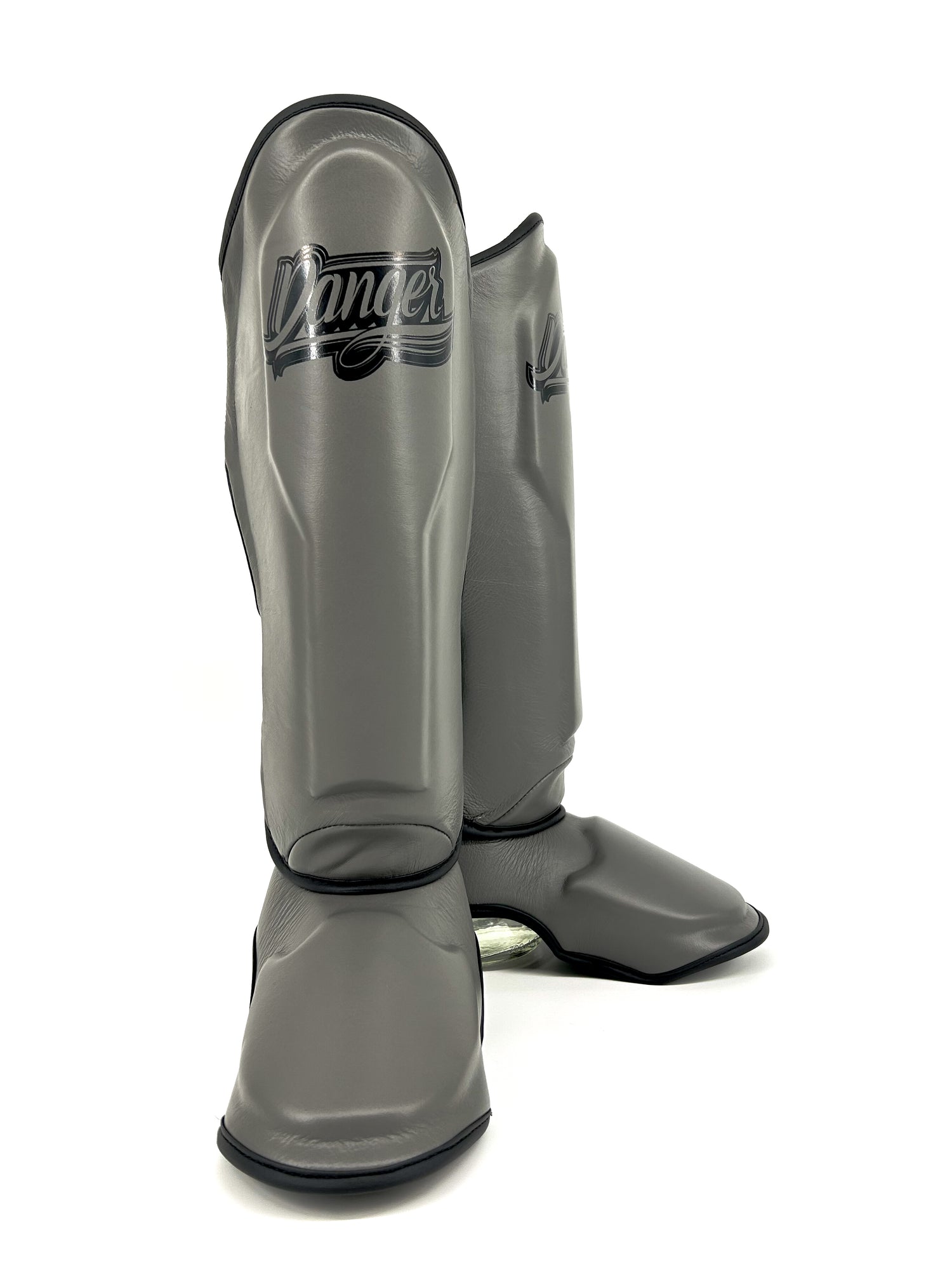 Danger Supermax Shin Guards - Grey Edition - Real Leather - Grey