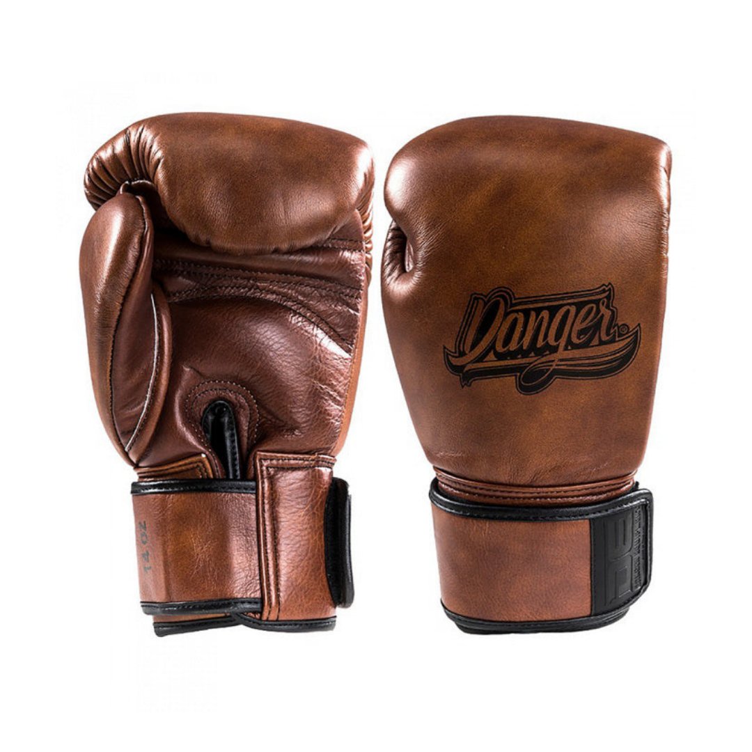Danger Thai Legend Boxing Gloves - Genuine Leather - Brown Retro Look