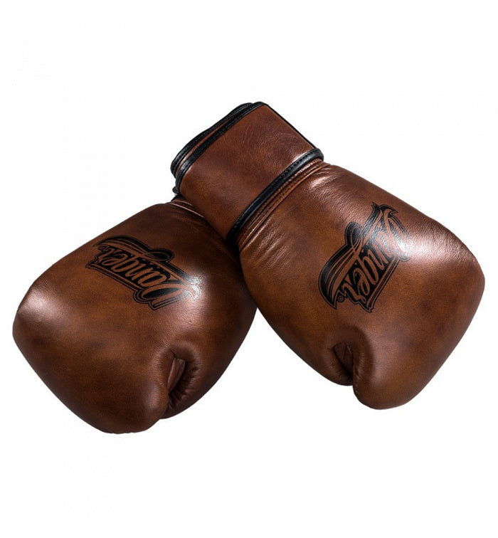 Danger Thai Legend Boxing Gloves - Genuine Leather - Brown Retro Look