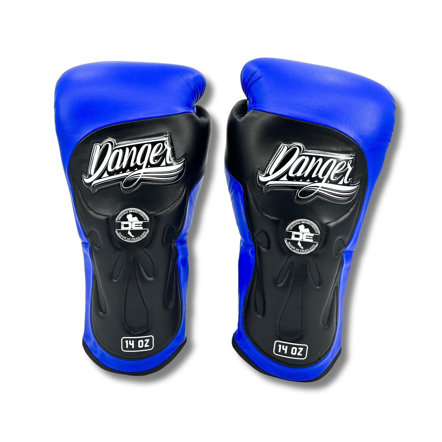 Danger Ultimate Fighter Boxing Gloves - Genuine Leather - Blue/Black