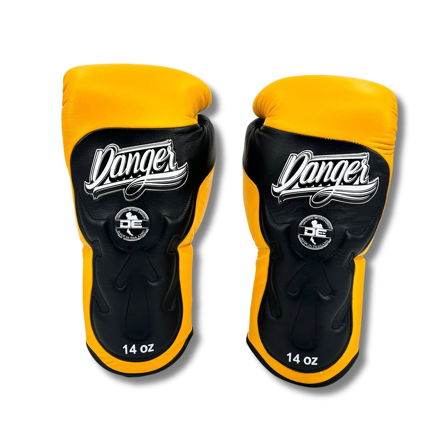 Danger Ultimate Fighter Boxing Gloves - Real Leather - Yellow/Black