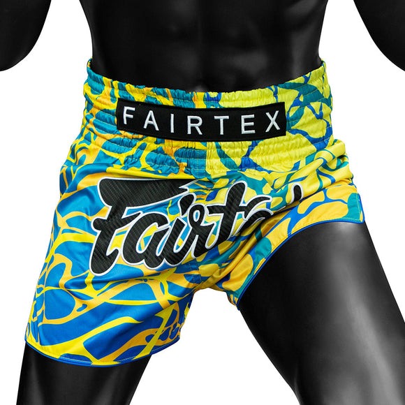 Fairtex BS1927 Muay Thai Shorts - Magma 'Green - blue/yellow/green