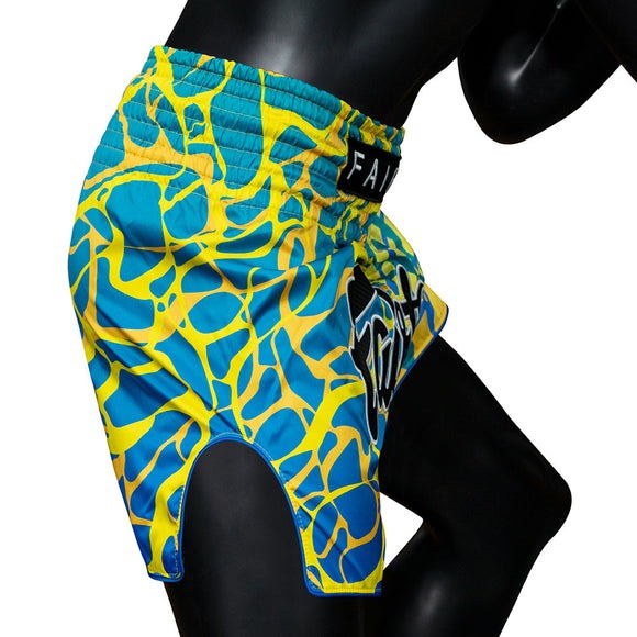 Fairtex BS1927 Muay Thai Shorts - Magma 'Green - blue/yellow/green