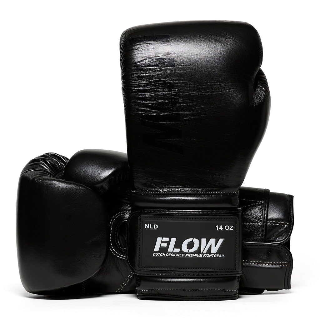 Flow - Challenge Boxing Gloves - Real Leather - Black
