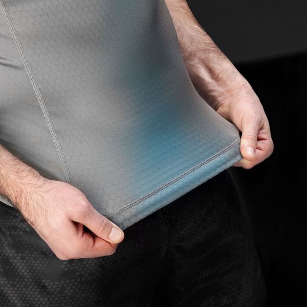 Hayabusa Fusion Short Sleeve Rashguard - Gray / Aqua Blue