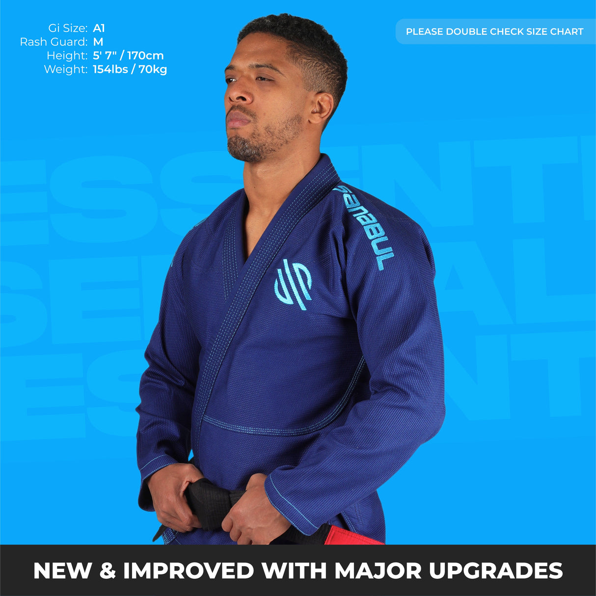 Sanabul Essential Lichtgewicht Braziliaanse Jiu Jitsu Gi - Voorgekrompen katoen - IBJJF goedgekeurd - Blauw)