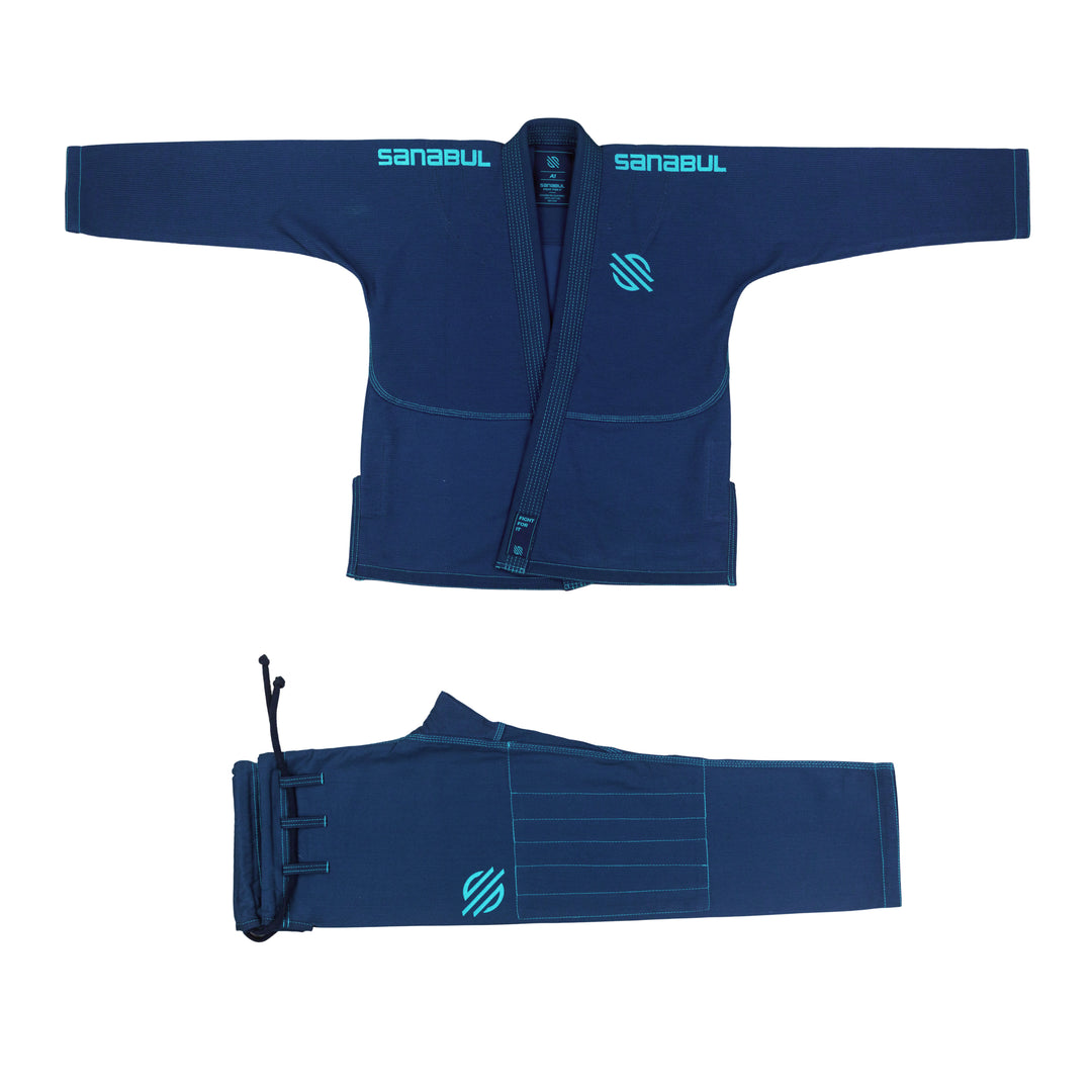 Sanabul Essential Lichtgewicht Braziliaanse Jiu Jitsu Gi - Voorgekrompen katoen - IBJJF goedgekeurd - Blauw)