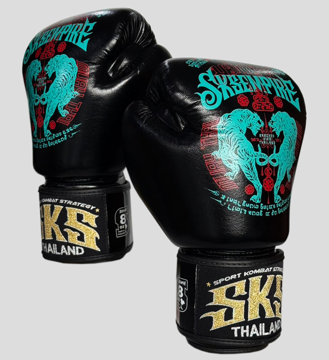 SKS Empire Boxing Gloves - Sak Yant - Stickerbomb - Black / Blue