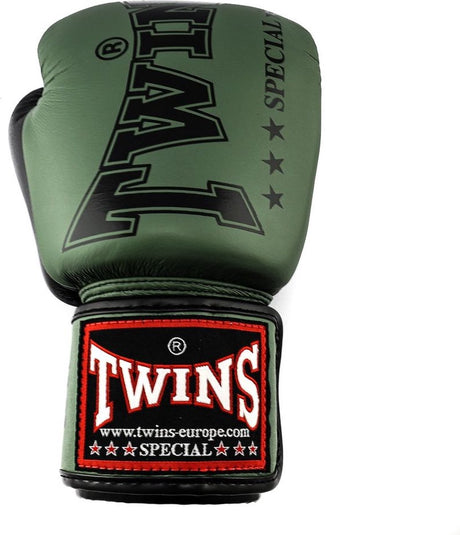 Twins Special BGVL 8 Boxing Gloves - Genuine Leather - Green / Black