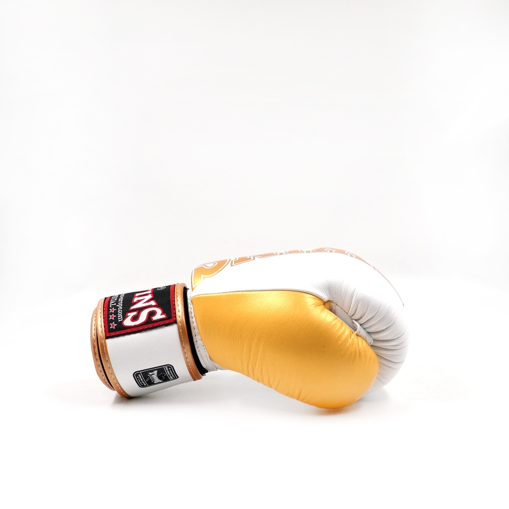 Twins Special BGVL 8 Boxing Gloves - Genuine Leather - White / Gold