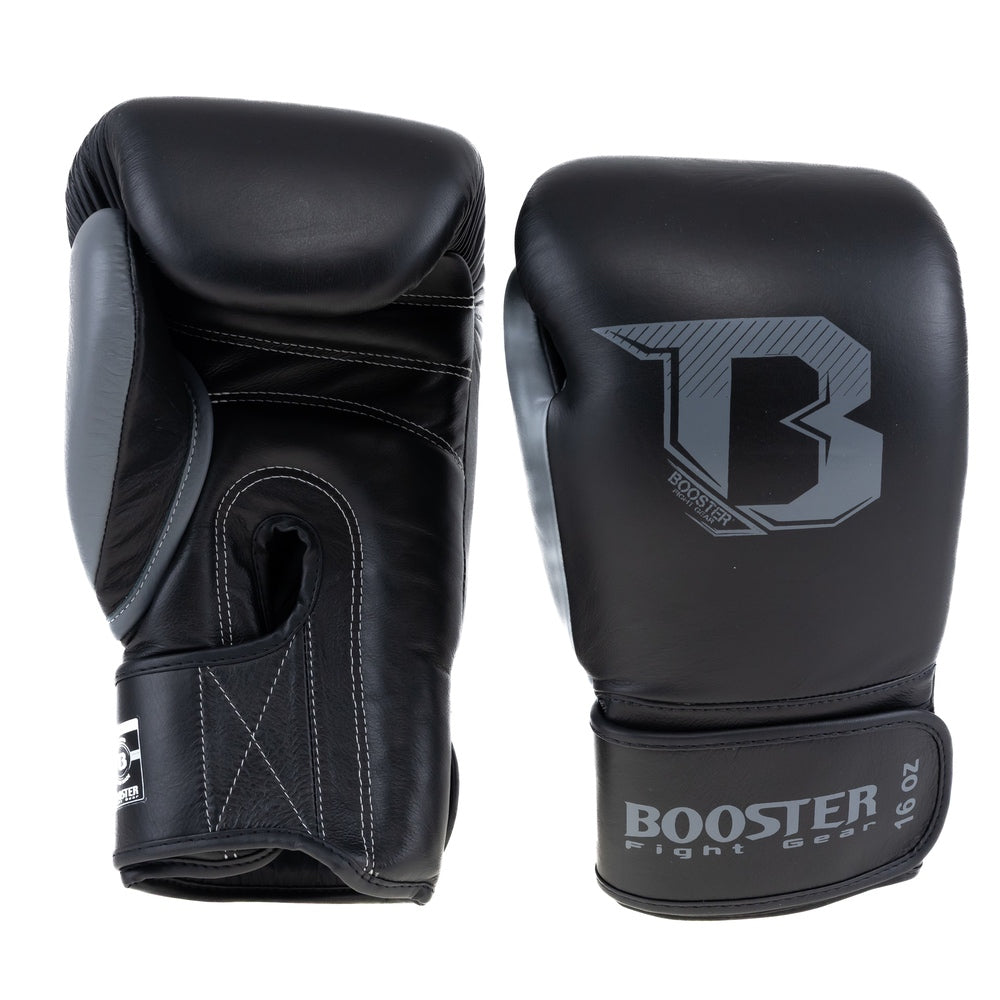 Booster Fight Gear - Rapid Strike Boxing Gloves - Genuine Leather - Black/Grey