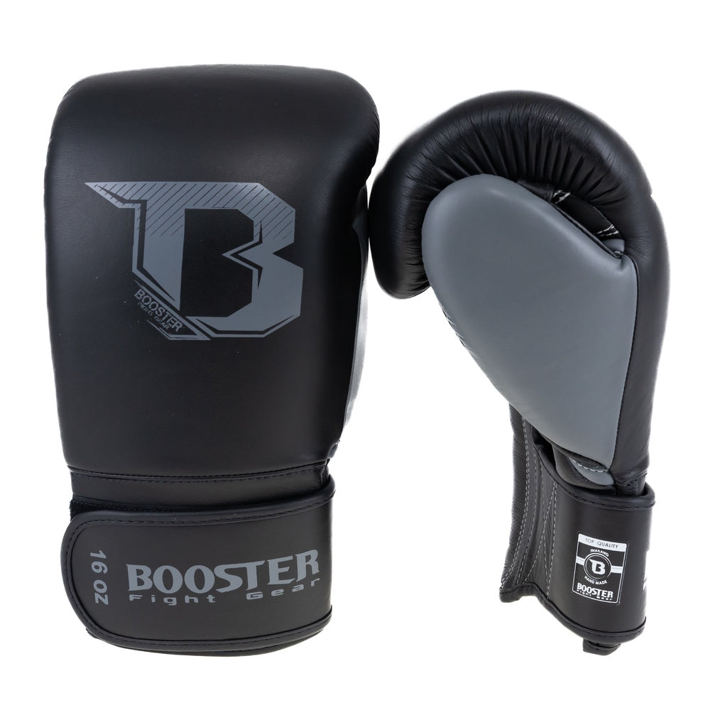 Booster Fight Gear - Rapid Strike Boxing Gloves - Genuine Leather - Black/Grey