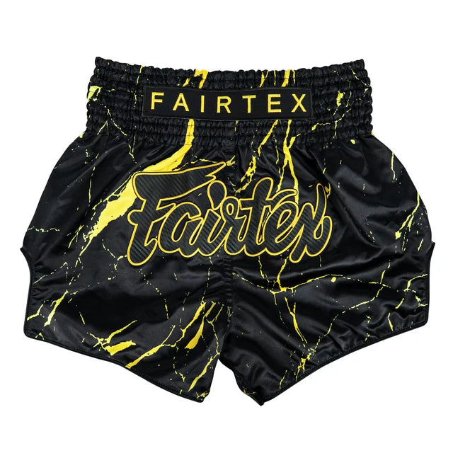 Fairtex Muay Thai Shorts - BS1947 Black Marble - zwart/goud