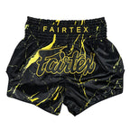 Fairtex Muay Thai Shorts - BS1947 Black Marble - black/gold