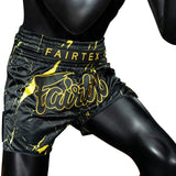 Fairtex Muay Thai Shorts - BS1947 Black Marble - zwart/goud