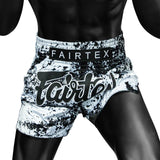 Fairtex Muay Thai Shorts - BS1948 Grunge White - Wit / Zwart