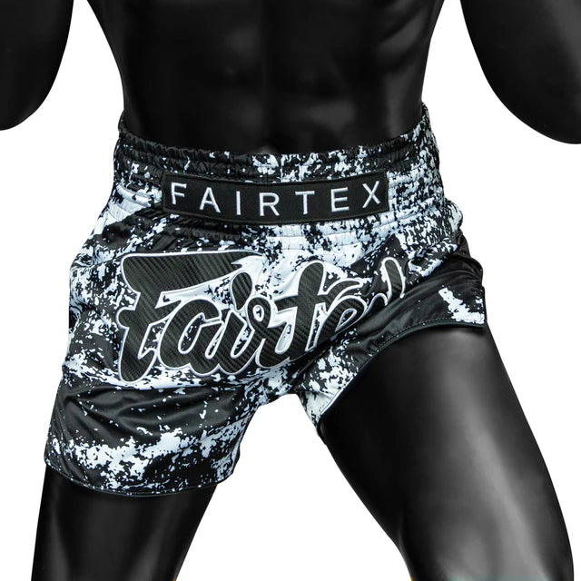 Fairtex Muay Thai Shorts - BS1949 Grunge Black - Zwart / Wit
