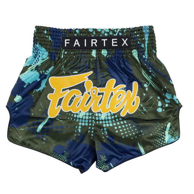 Fairtex Muay Thai Shorts - BS1954 Matrix - Groen / Blauw