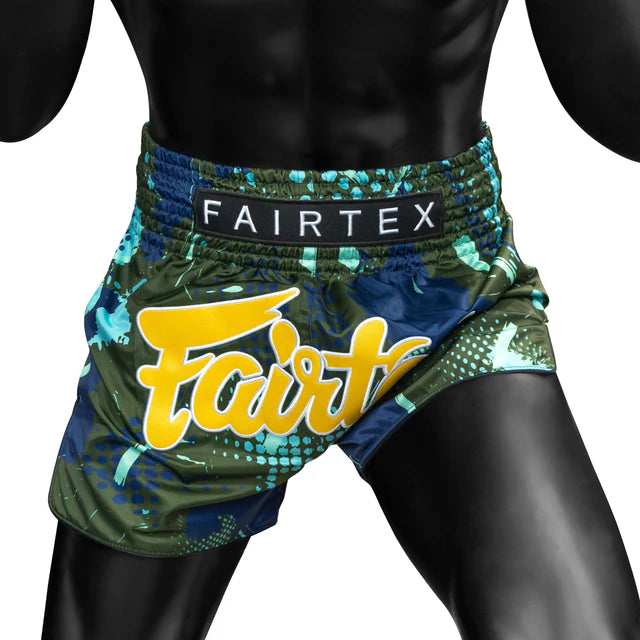 Fairtex Muay Thai Shorts - BS1954 Matrix - Groen / Blauw