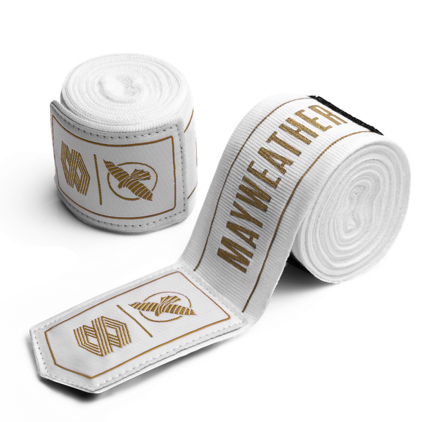 Hayabusa Mayweather Stretch Handwraps - Wit/Goud - 4,5 meter