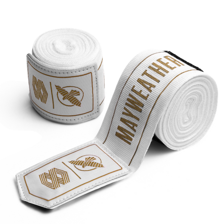 Hayabusa Mayweather Stretch Handwraps - Wit/Goud - 4,5 meter