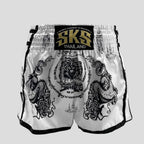 SKS Muay Thai Shorts Sakyant “Tiger & Dragon” - White / Black