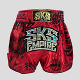 SKS Muay Thai Shorts Sakyant “Stickerbomb” - Rood / Zwart