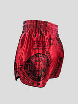 SKS Muay Thai Shorts Sakyant “Stickerbomb” - Rood / Zwart