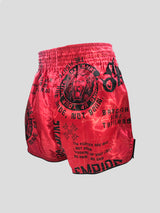 SKS Muay Thai Shorts Sakyant “Stickerbomb” - Rood / Zwart