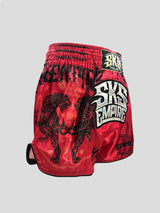 SKS Muay Thai Shorts Sakyant “Stickerbomb” - Rood / Zwart