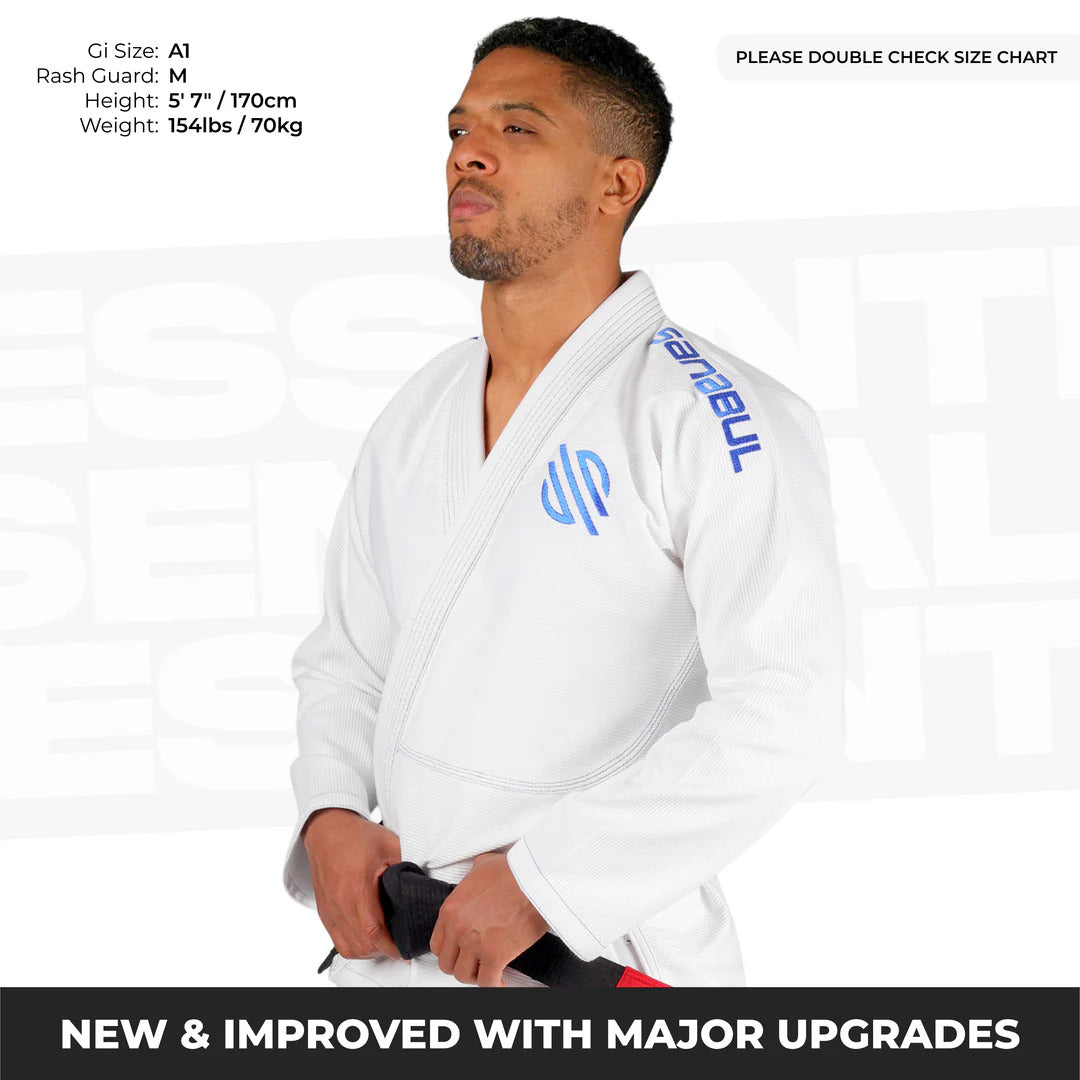 Sanabul Essential Lichtgewicht Braziliaanse Jiu Jitsu Gi - Voorgekrompen katoen - IBJJF goedgekeurd - Wit