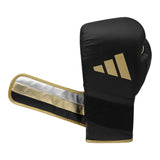 Adidas Speed 501 Bokshandschoenen - Zwart/Goud – geopende polssluiting