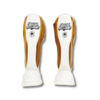 Danger Reborn Shin Guards - Real Leather - White/Gold