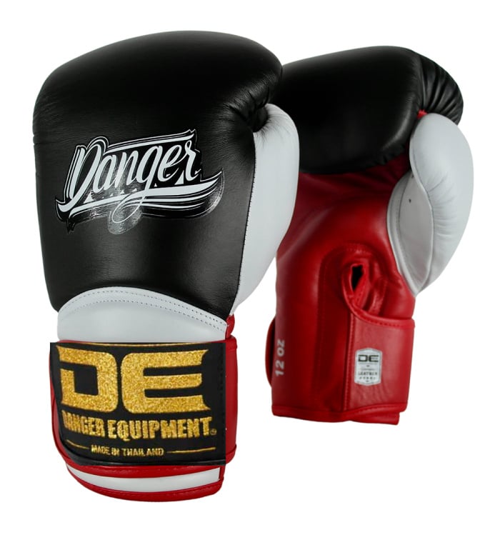 Danger Rocket 5.0 Boxing Gloves - Genuine Leather - Black/White/Red