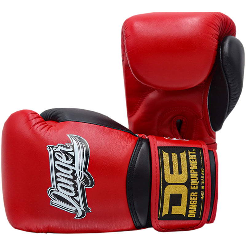 Danger Rocket Boxing Gloves - Genuine Leather - Red