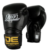 Danger Rocket Boxing Gloves - Genuine Leather - Black