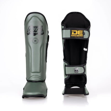 Danger Supermax Shin Guards - Army Edition - Real Leather - Army Green