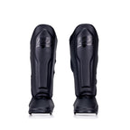 Danger Supermax Shin Guards - Black Edition - Real Leather - Black