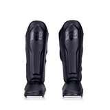 Danger Supermax Shin Guards - Black Edition - Real Leather - Black