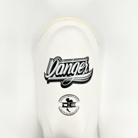 Danger Thai Pro Shin Guards - Genuine Leather - White