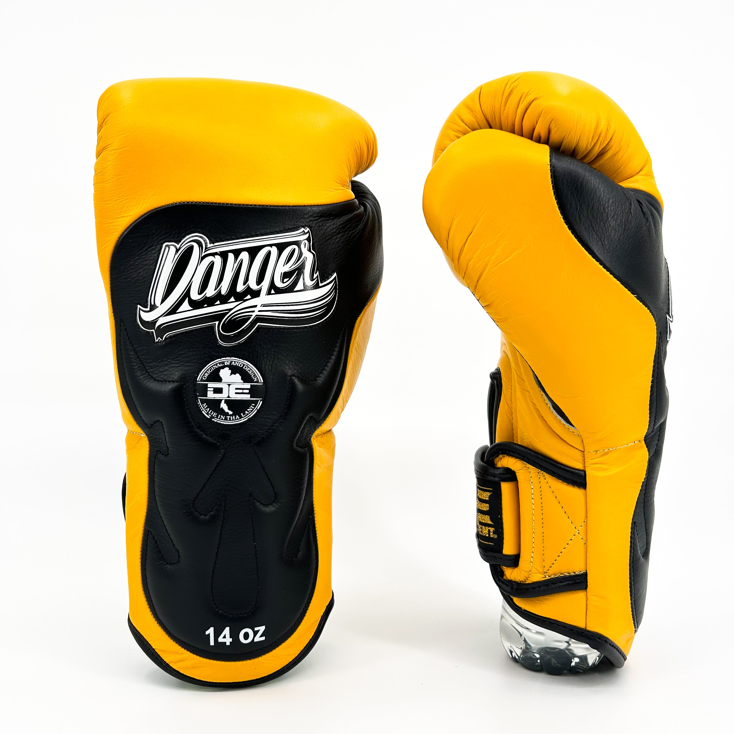 DANGER 14oz ボクシンググローブ Ultimate Fighter Danger Ultimate Fighter Boxing Gloves - Real Leather - Yellow