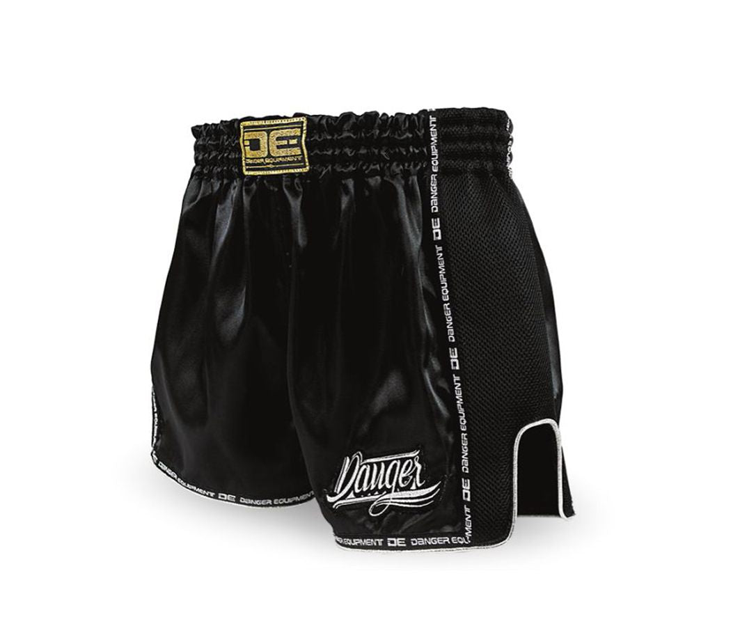 Danger Muay Thai Shorts Low Waist - Satijn - zwart