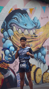 King Pro Boxing Storm 1 Muay Thai Shorts - zwart/donkerblauw