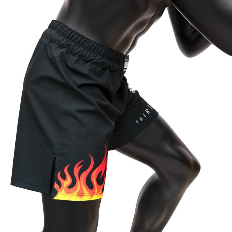 Fairtex AB12 Burn Board Shorts - MMA Shorts - Black/Orange/Yellow